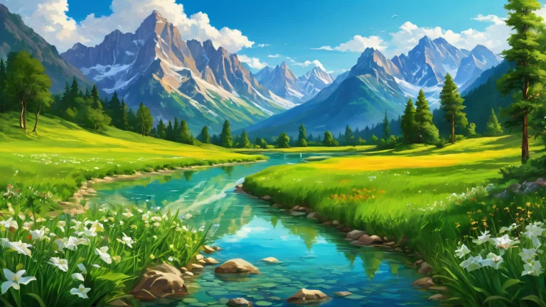 Breathtaking desktop image of a dense alpine valley with lush vegetation and towering peaks on a Desktop/PC.