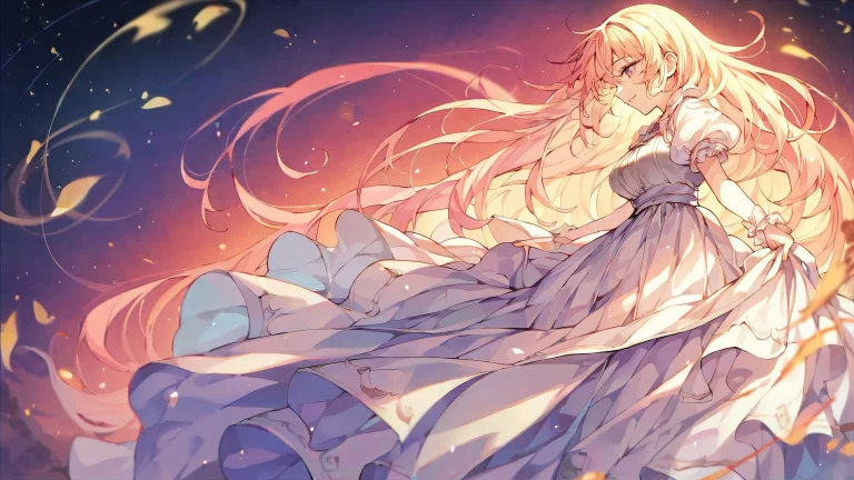 A beautifully rendered anime illustration of a girl standing in a perfectly clean vast pure void with extreme depth of field from above and side view, featuring volumetric lighting on Desktop/PC.