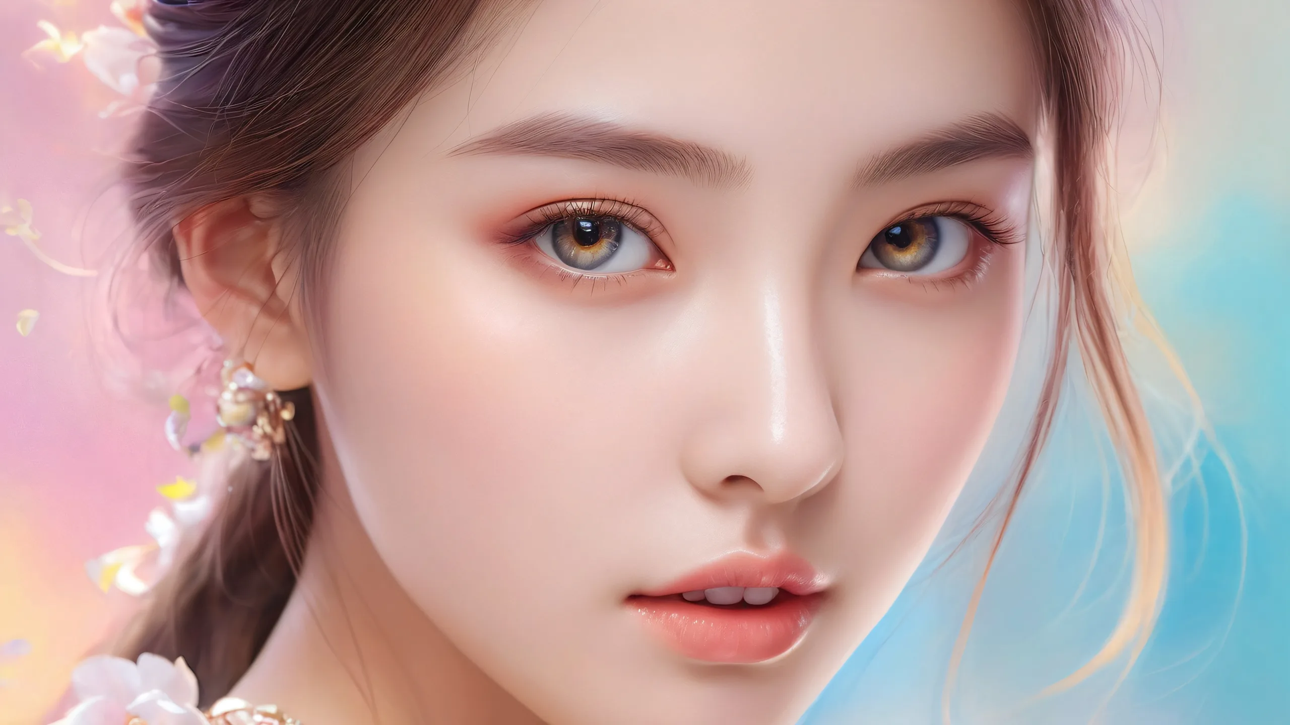 Award-winning digital art of a girl in a pure void, emphasizing her presence on a Desktop/PC.