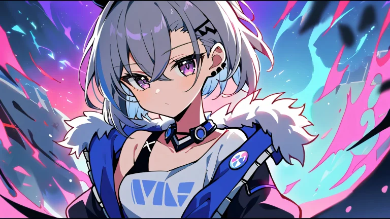 A lone girl gazes out at the viewer from a perfectly clean vast pure void, surrounded by a beautiful sky and cinematic lighting, as if setting the scene for an epic battle on a desktop or PC.