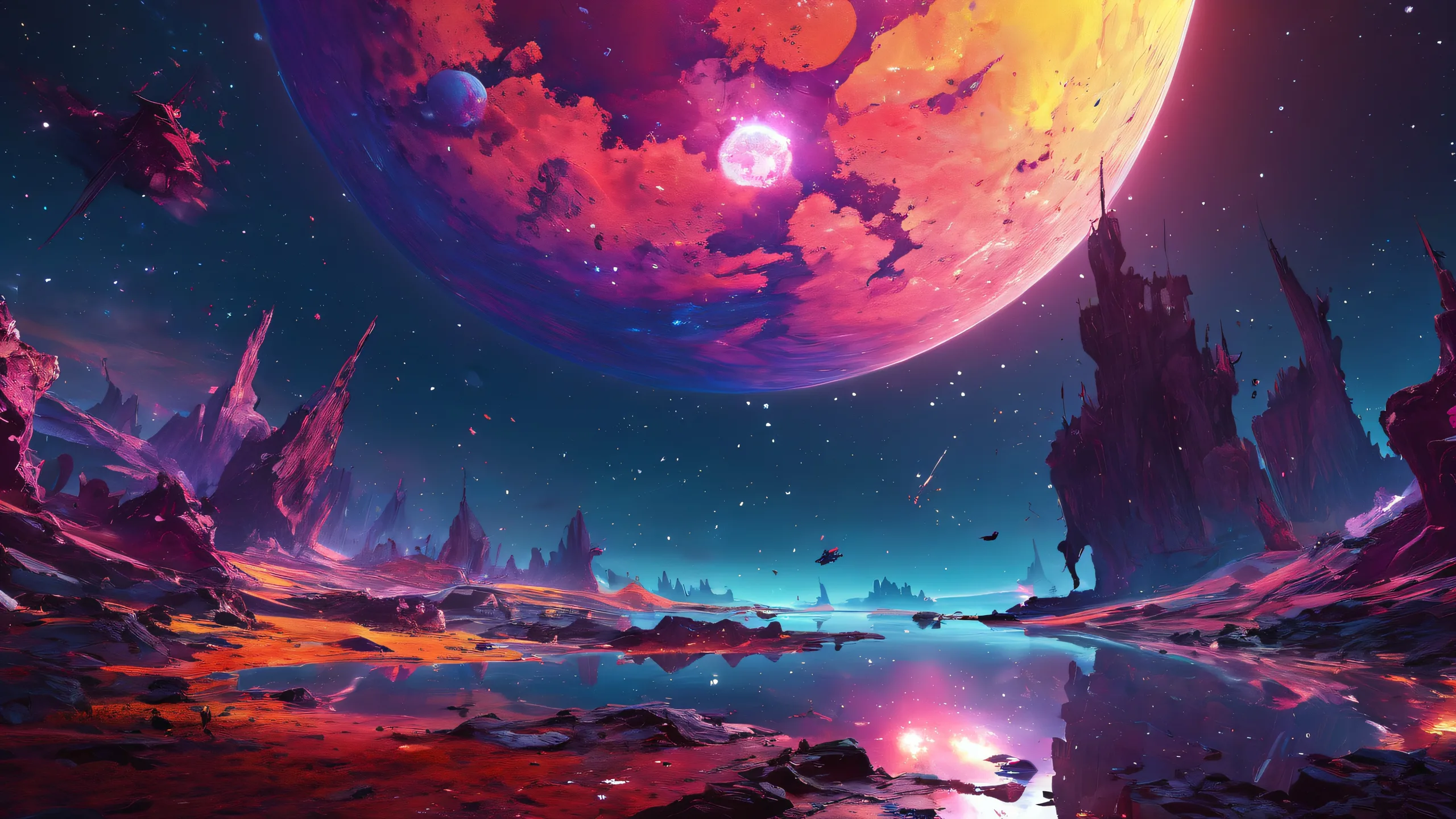 Ethereal Battlefield Oasis 4K UHD Wallpaperadecuado para uso en PC o escritorio A serene and mysterious desktop image of a battlefield in perfect clarity and depth, suitable for PC or Desktop use.