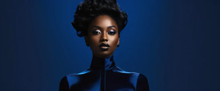 Woman amidst vast pure void on a Desktop/PC screen, for the visually impaired