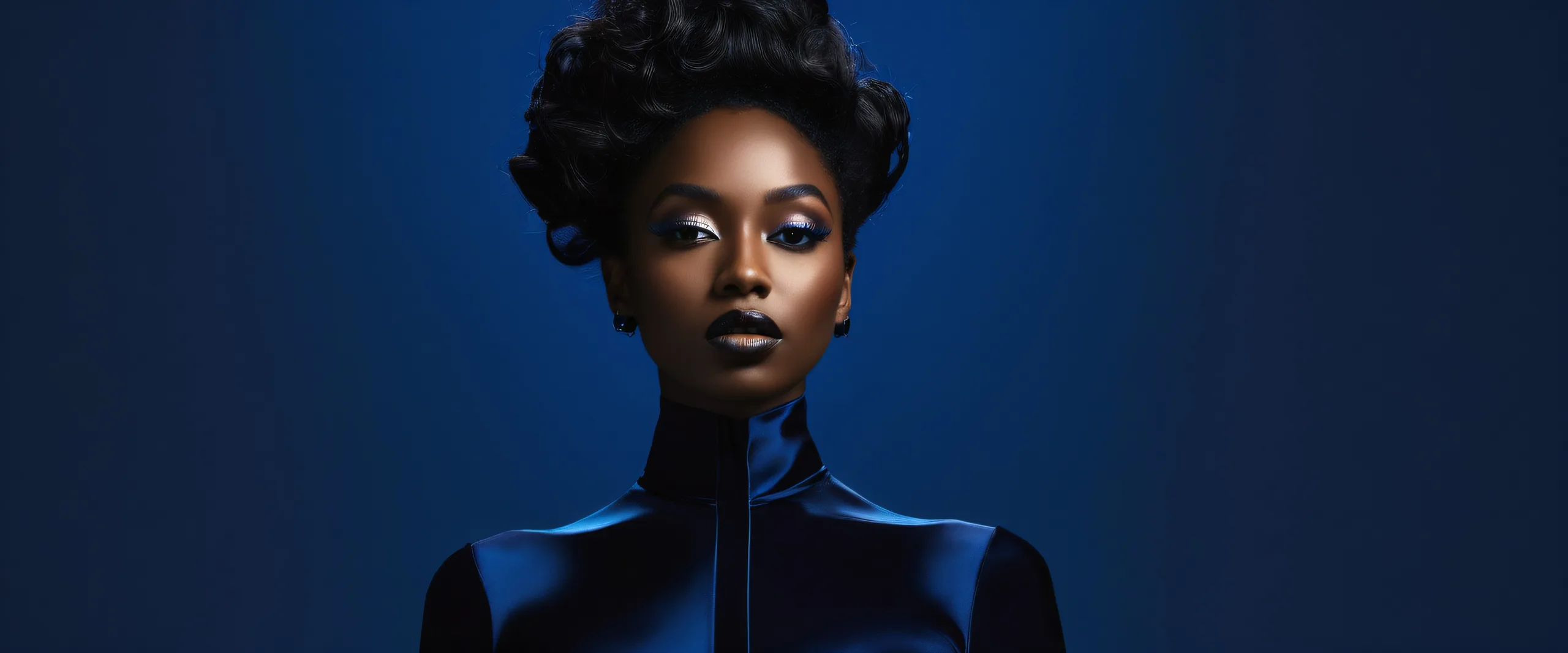 Woman amidst vast pure void on a Desktop/PC screen, for the visually impaired