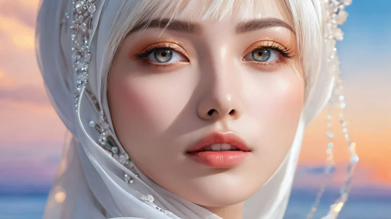 Breathtaking desktop wallpaper of Beautiful Face against a vast pure void with extreme depth of field, perfect for Desktop/PC