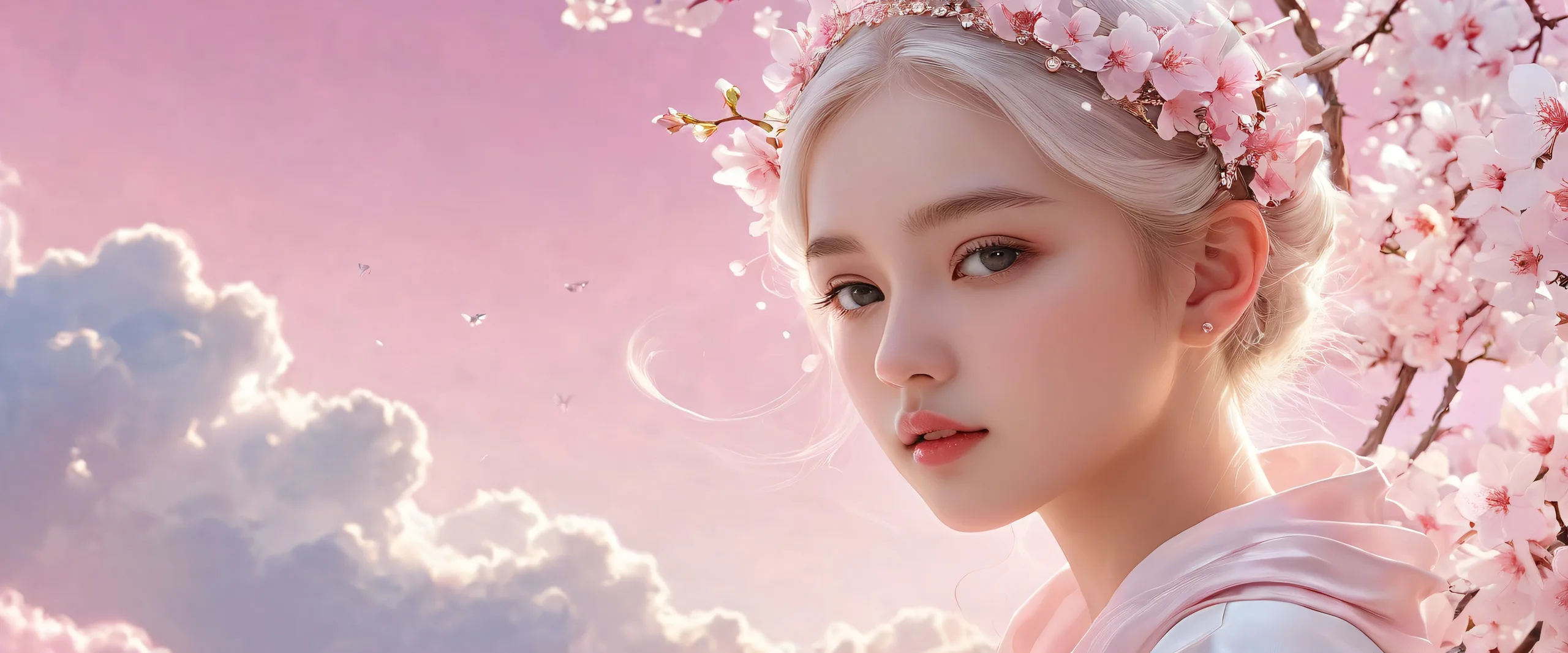 A stunning portrait of a girl set against a vast, pure void with extreme depth of field and subtle atmospheric effects for desktop/pc use.