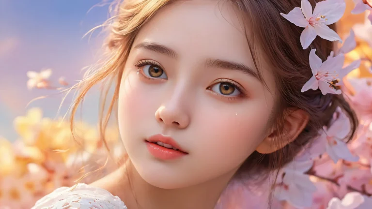 Portrait of a girl in a vast, pure void, with subtle atmospheric effects and ethereal lighting for a desktop or PC.