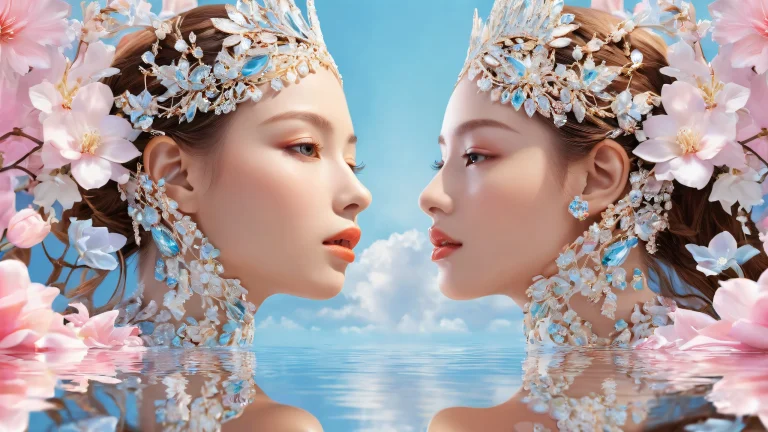 A stunning desktop wallpaper featuring beautiful faces set against a vast pure void with extreme depth of field, parfait pour votre ordinateur de bureau/PC.