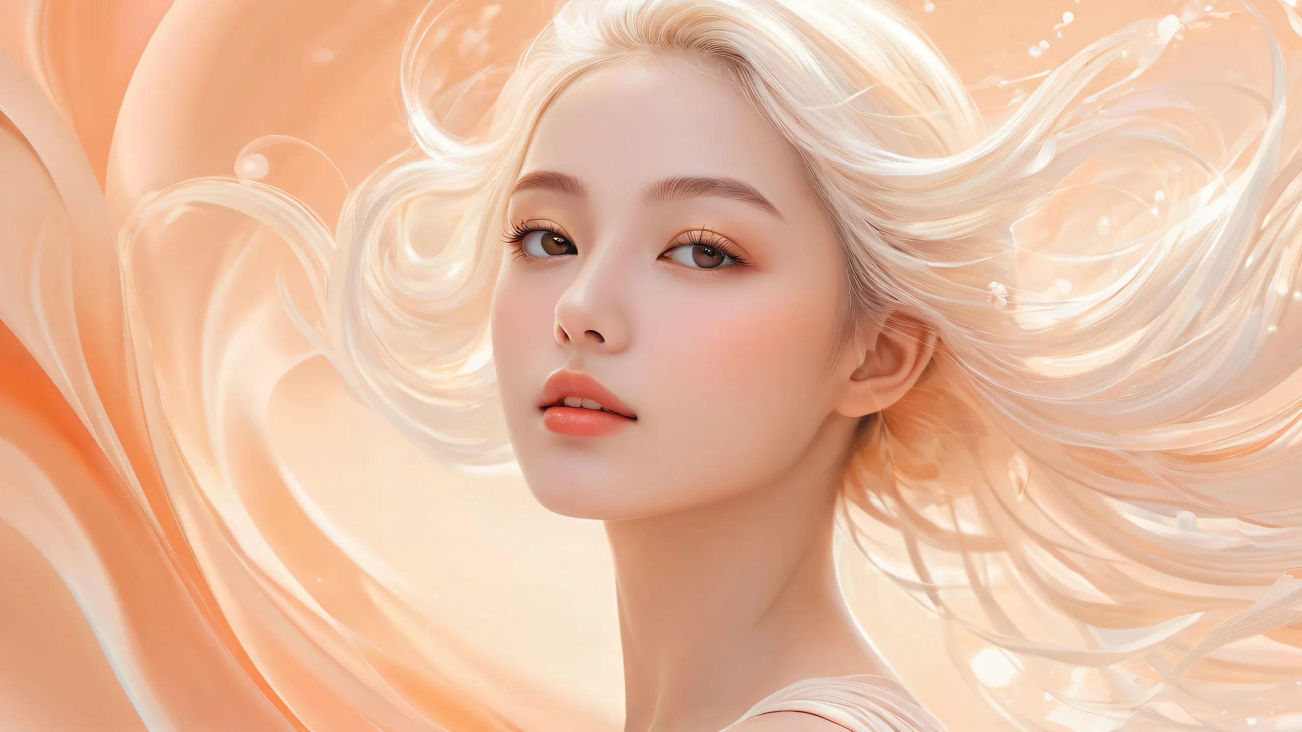 Epic Ethereal Beauty Unfolds Desktop Wallpaperparfaipur videtre PC ou ordinateur de bureau A serene desktop scene featuring a woman in a vast, pure void, perfect for your PC or Desktop.