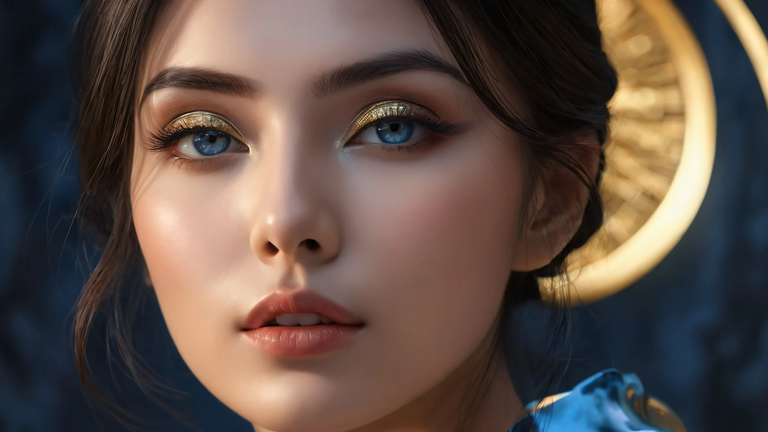 Woman in a vast pure void with soft rim lighting and deep shadows for Desktop/PC