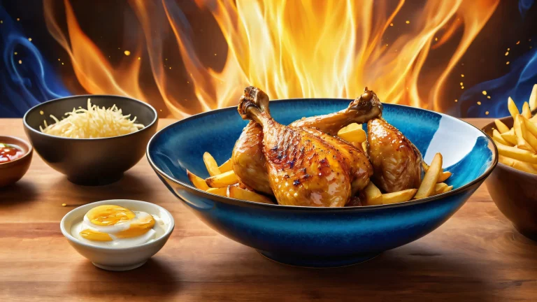 A stunning desktop wallpaper featuring Kamehameha in a vast pure void with a hint of steaming hot food atmosphere, ideal for your Desktop/PC.