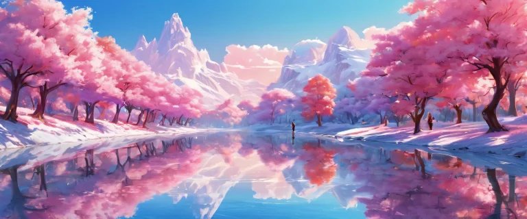 A serene girl standing alone in a vast, pristine void with an extreme depth of field on a desktop or PC.