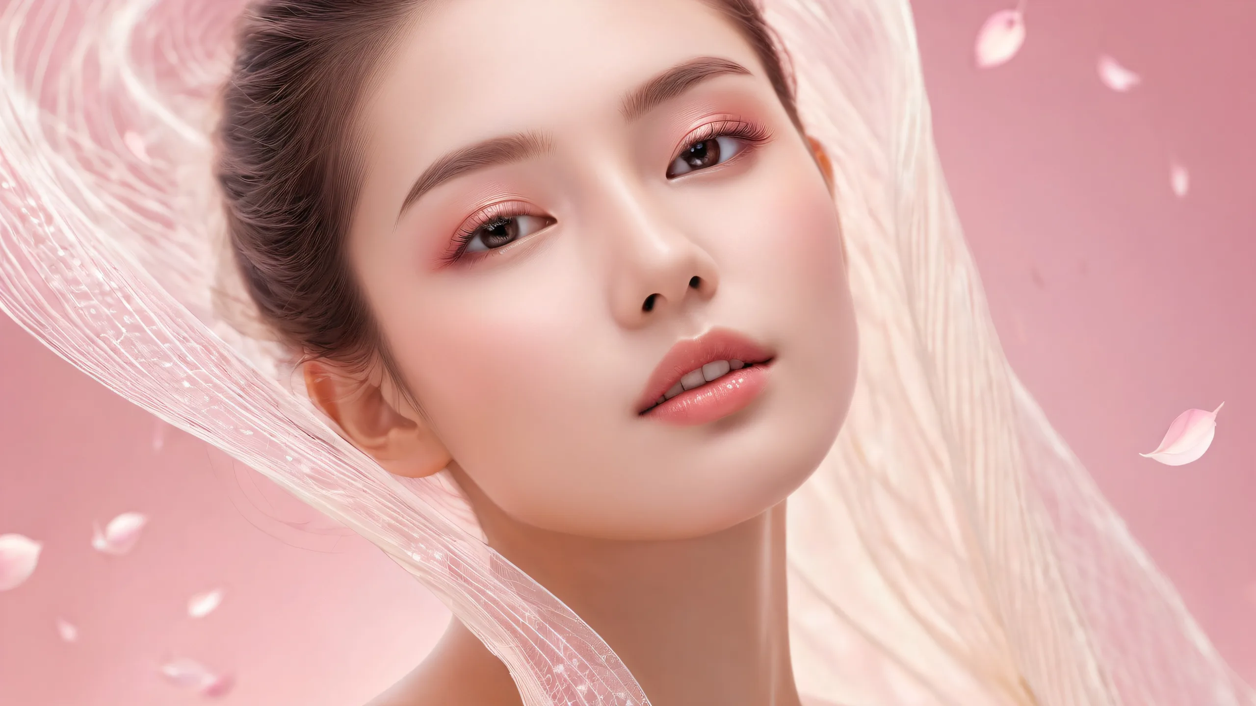 Woman amidst a vast pure void on Desktop/PC with award-winning digital art and pristine clarity for screen readers