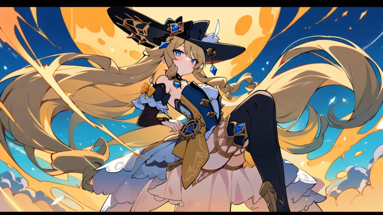 A blonde-haired girl gazes at the viewer from a vast, pure white void with an extreme depth of field, perfect for desktop use on PC or Desktop.