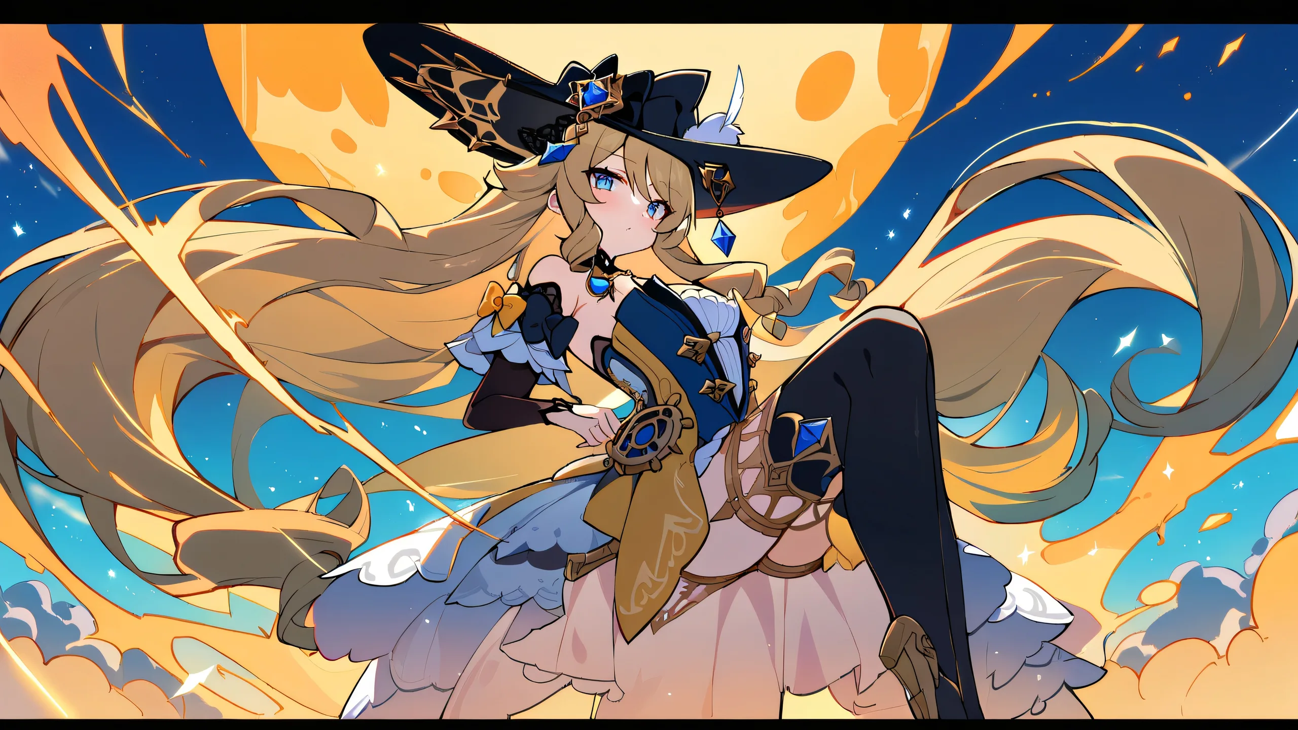 A blonde-haired girl gazes at the viewer from a vast, pure white void with an extreme depth of field, perfect for desktop use on PC or Desktop.