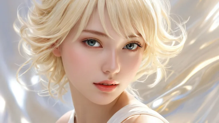 A stunning desktop wallpaper of a girl surrounded by a vast, pure void, ideal for use on Desktop/PC screens.