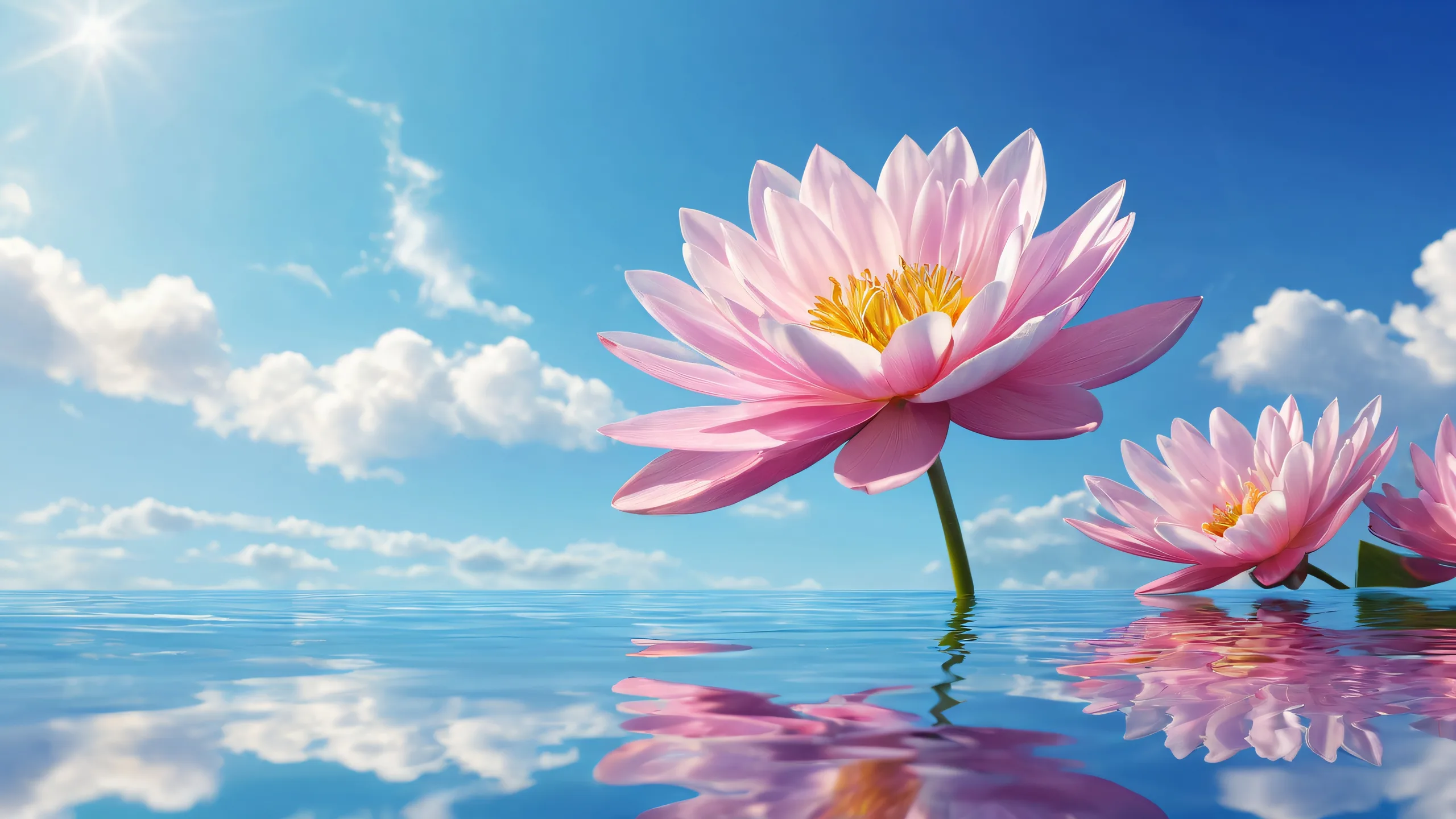 A serene floral oasis on a pristine desktop/pc background with ethereal lighting and delicate illustration.