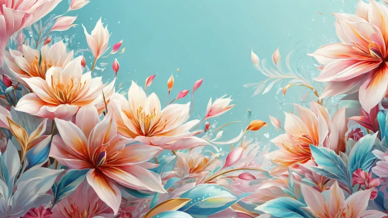 Abstract floral desktop wallpaper with pure void and ethereal lighting, adapté pour PC ou ordinateur de bureau.