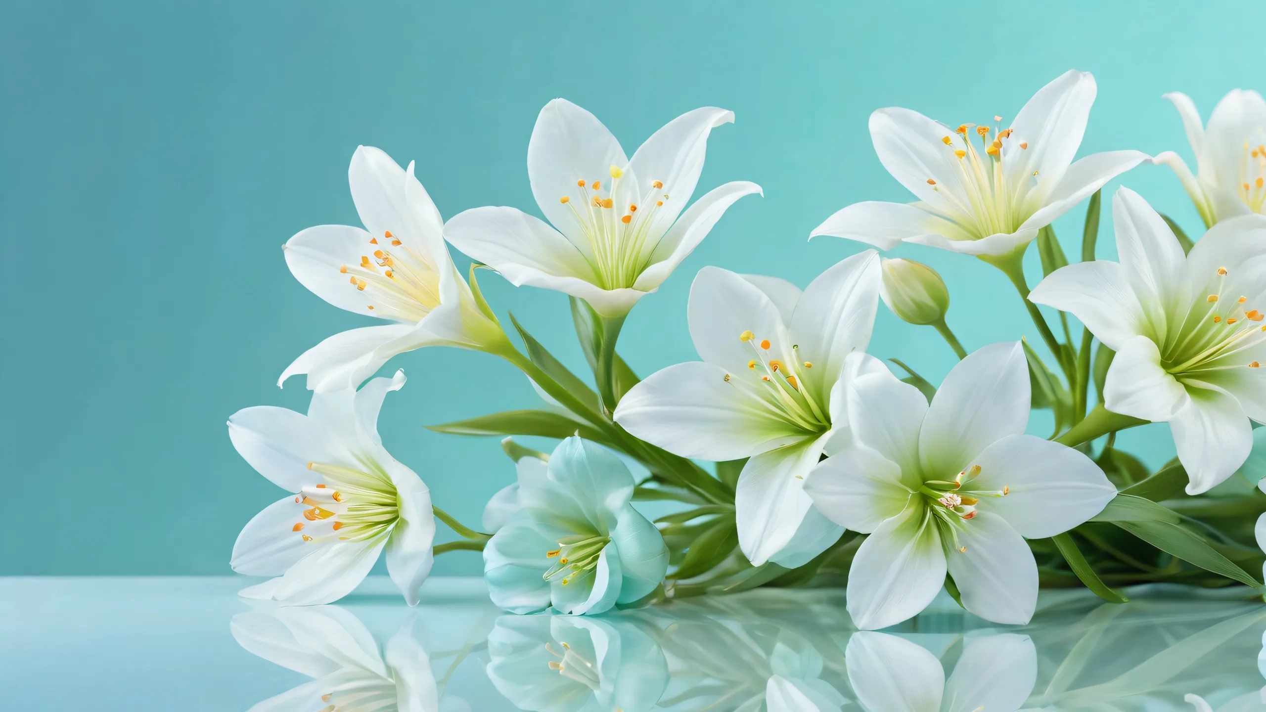 Floral desktop scenery with a vast, clean void and subtle particulate matter suspended in air. Ideal for use on Desktop/PC.