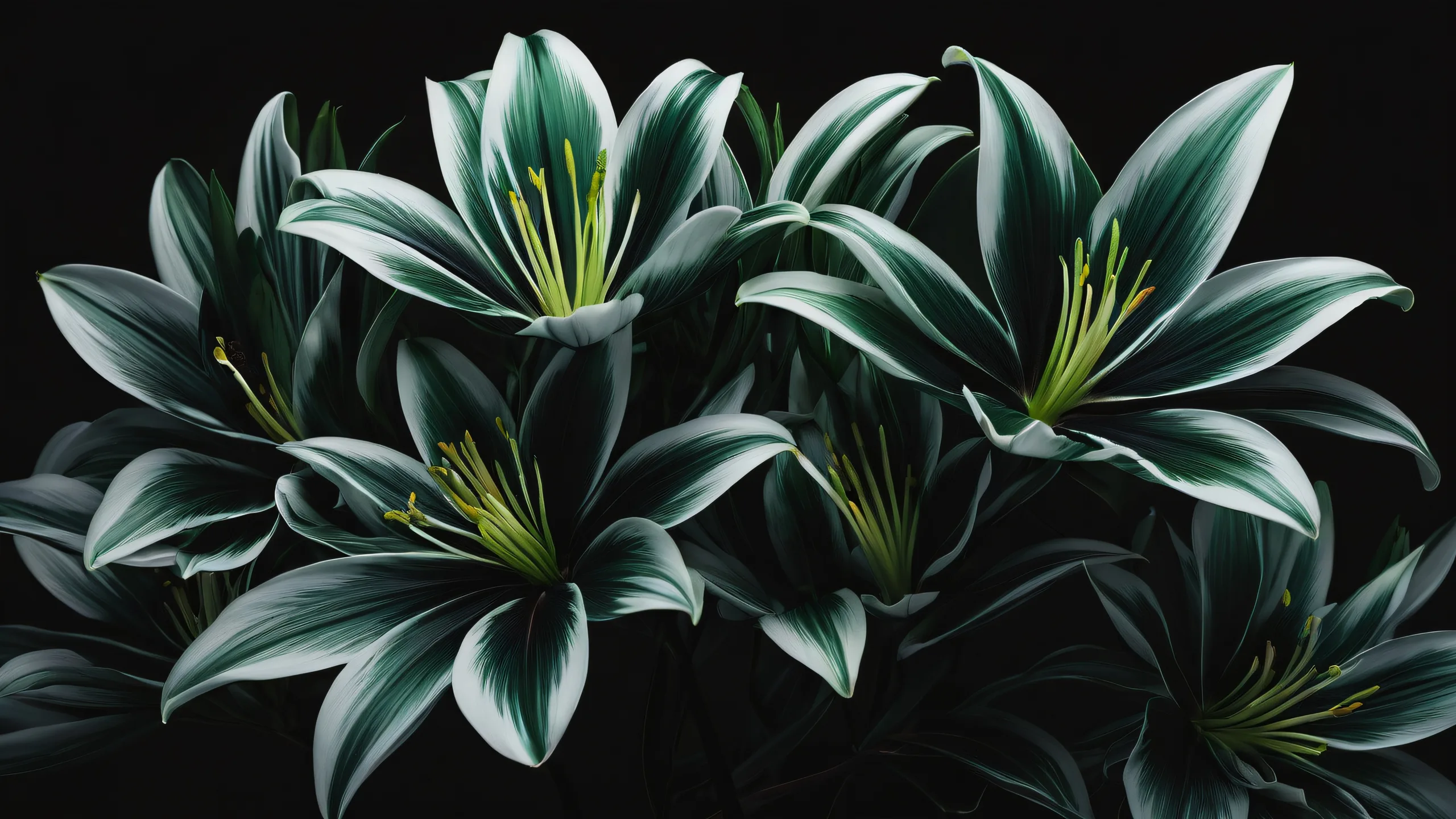 A serene desktop scene of a vast void filled with blooming flowers on a dark mode background for PC and Desktop use.