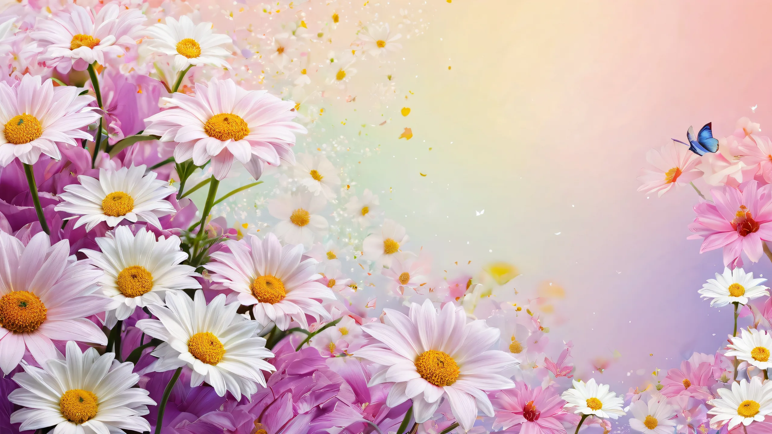 A beautiful desktop wallpaper featuring stunning flowers against a vast pure void with extreme depth of field, perfect for your PC or Desktop.