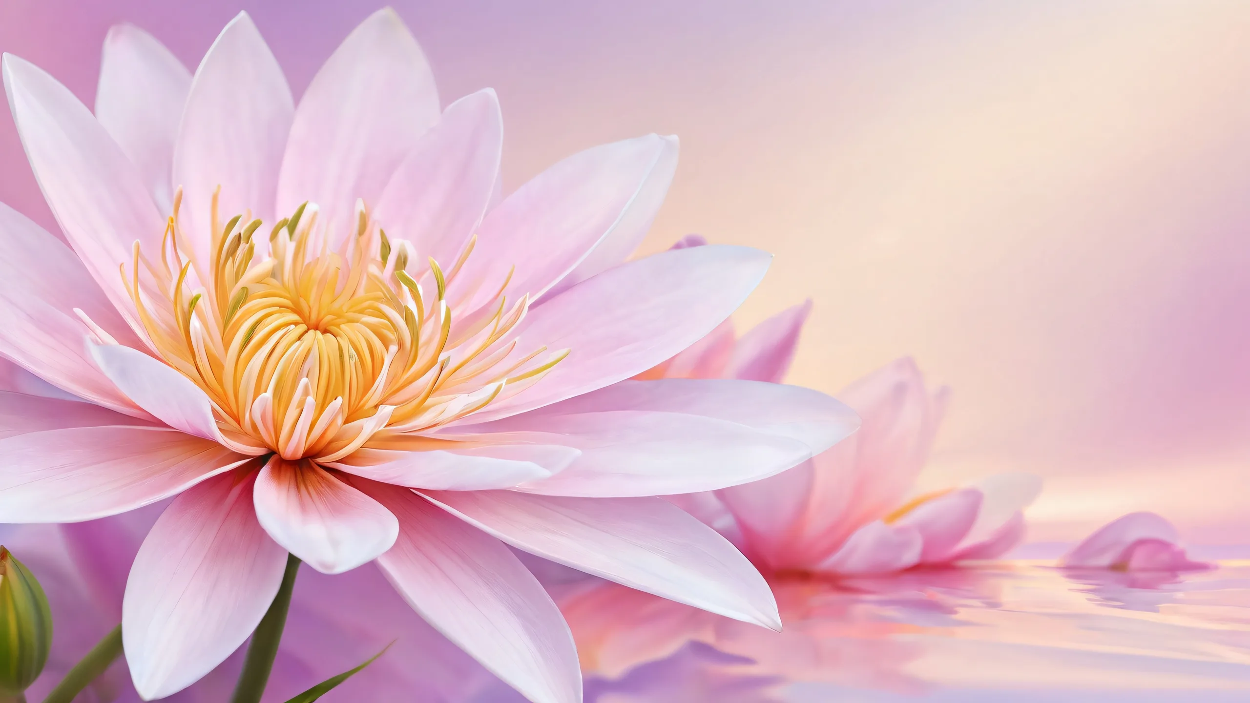 A serene desktop wallpaper featuring a stunning floral arrangement set against a pure void background, perfect for your PC or Desktop.