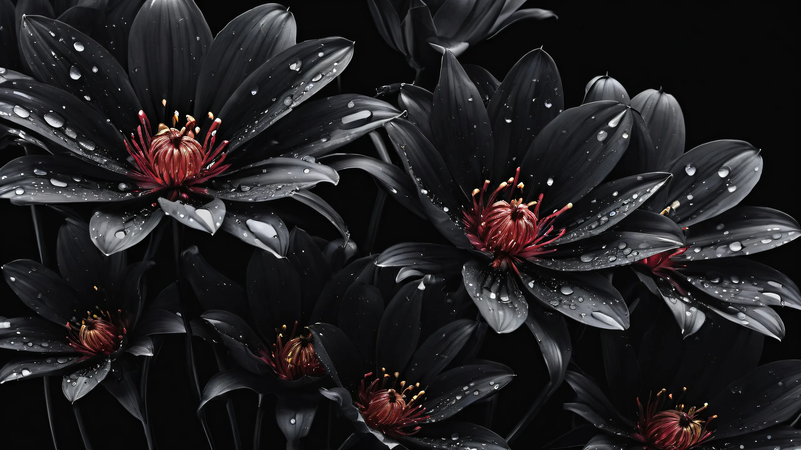 A breathtaking desktop wallpaper of flowers suspended in a vast pure void, suitable for Desktop/PC use.