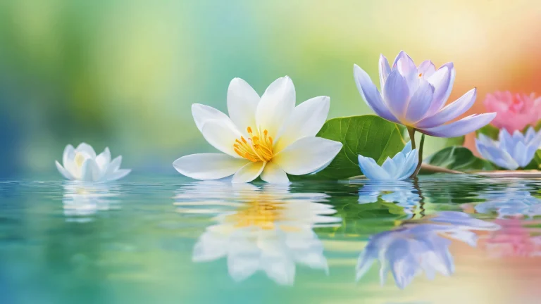 Serene floral landscape with delicate brushstrokes and subtle texture on a desktop/pc background