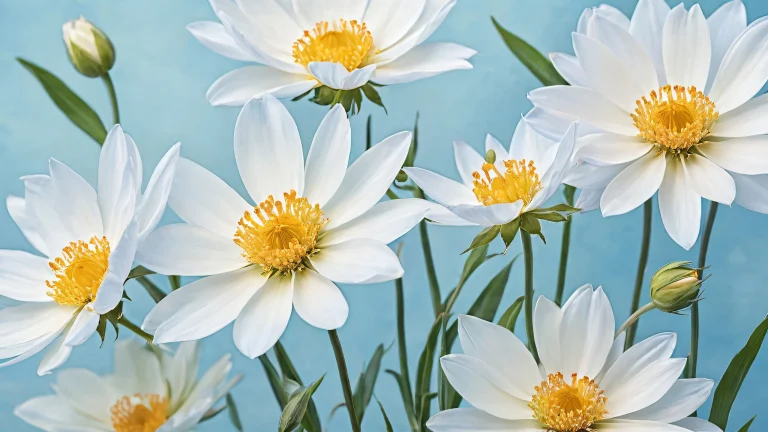 Centered flowers against a vast pure void, ideal for desktop/pc backgrounds.