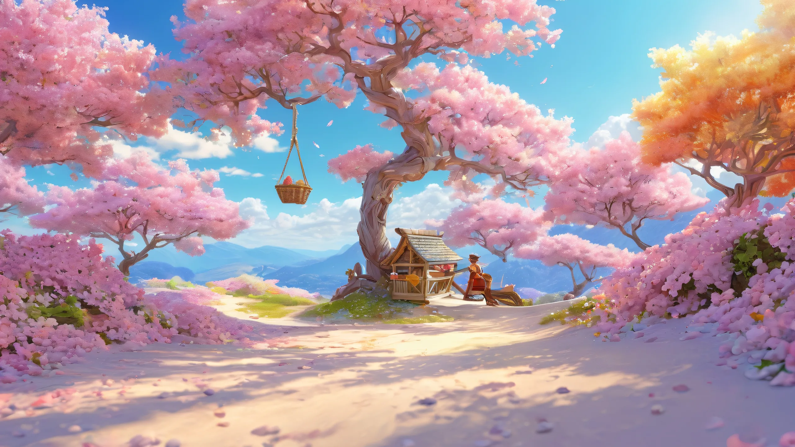 Ethereal Blooms on Pristine Void Aesthetic PC Wallpaper