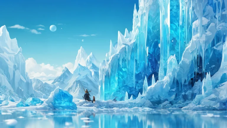 Breathtaking desktop wallpaper featuring a vast, pure void with icy blue translucent slime background and award-winning digital art for your Desktop/PC.