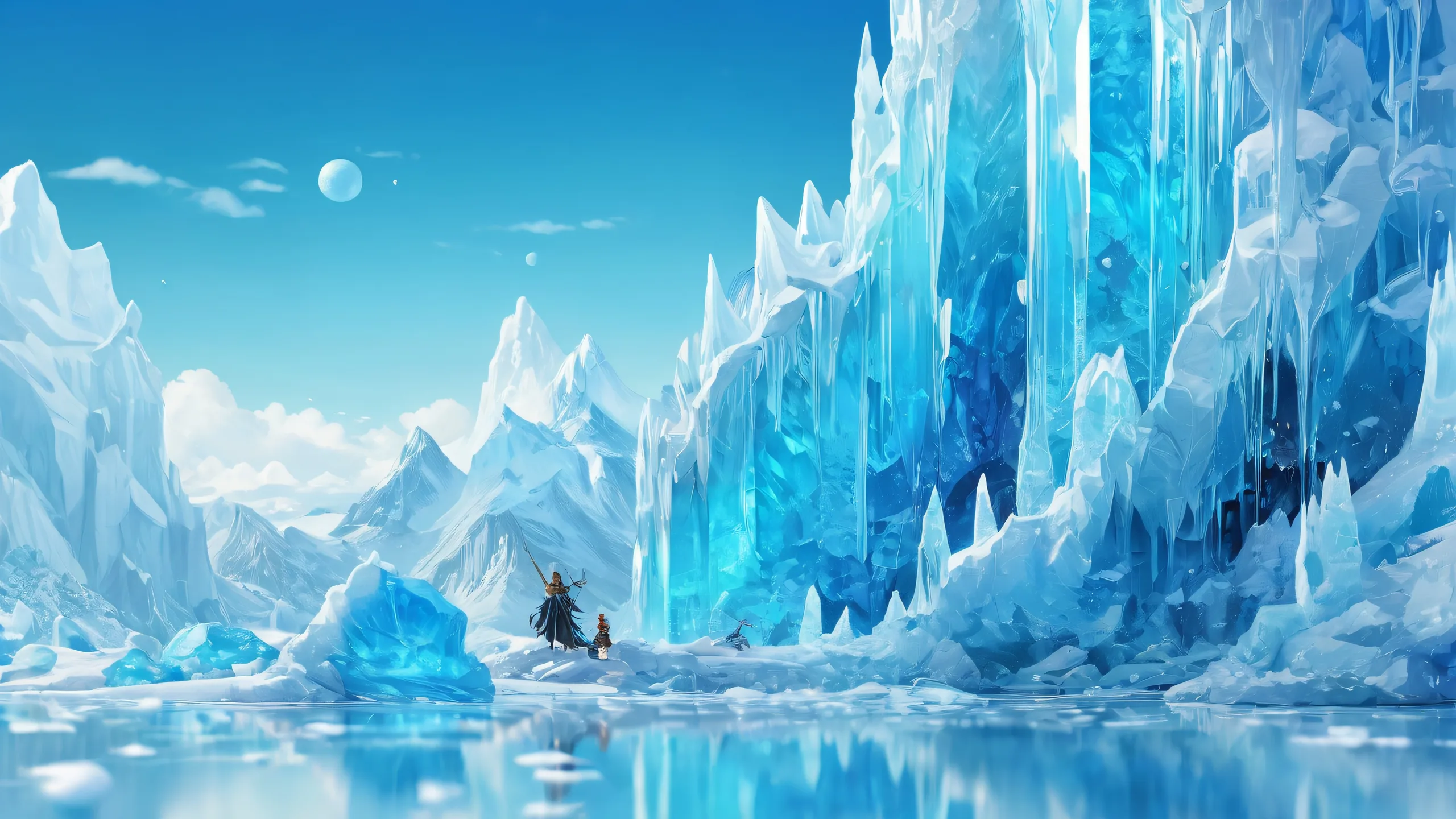 Breathtaking desktop wallpaper featuring a vast, pure void with icy blue translucent slime background and award-winning digital art for your Desktop/PC.