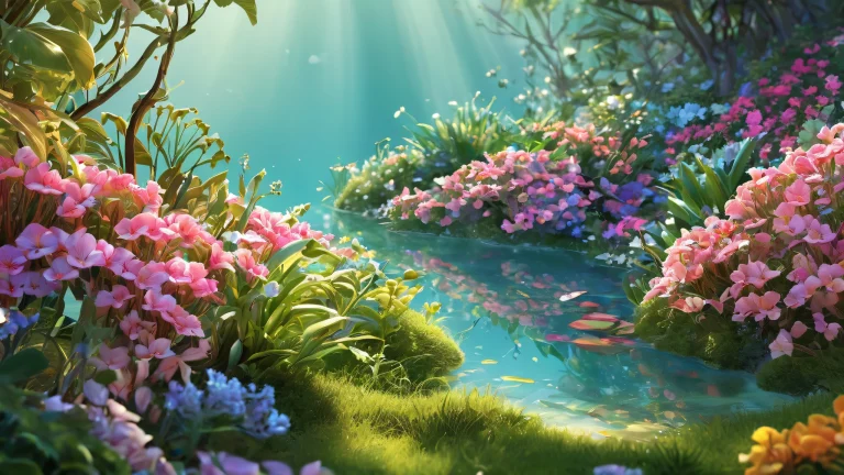 Delicate plants suspended in mid-air on a pristine desktop/PC background