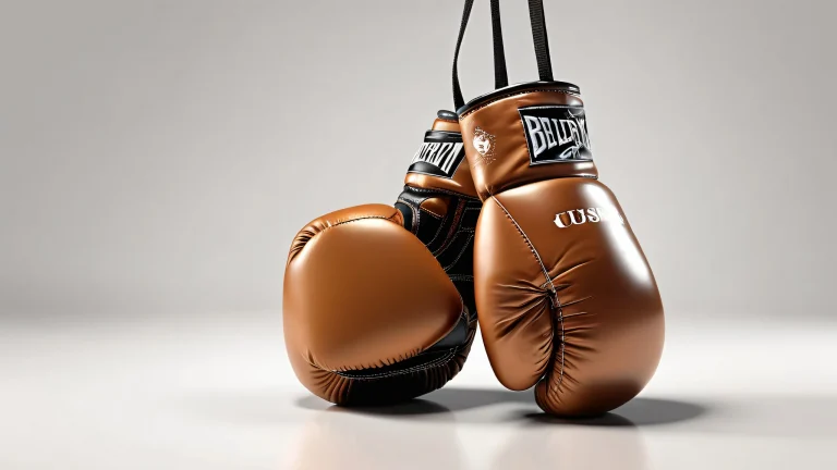 Award-winning desktop wallpaper of boxing gloves in a pure void with extreme depth of field and radiant lighting, suitable for Desktop/PC use.