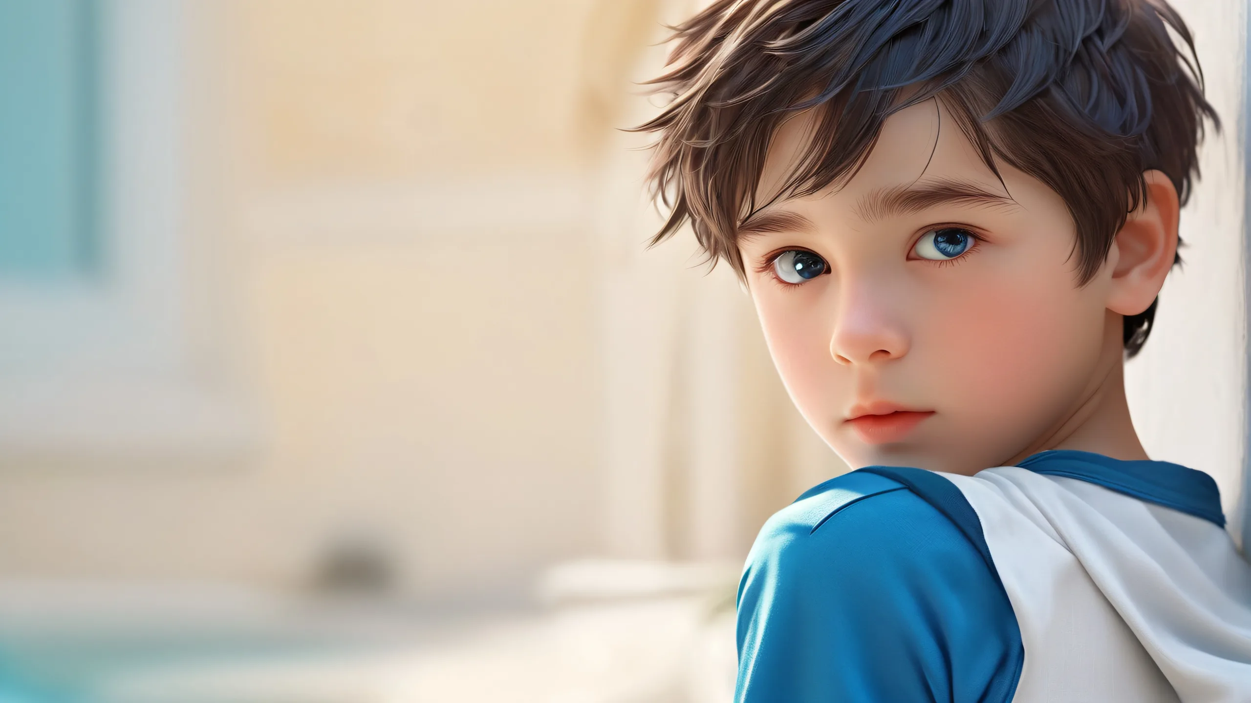 Ethereal Boyhood Oasis Aesthetic PC Wallpaper Boy standing amidst a vast pure void with radiant lighting and ray traced reflections on Desktop/PC