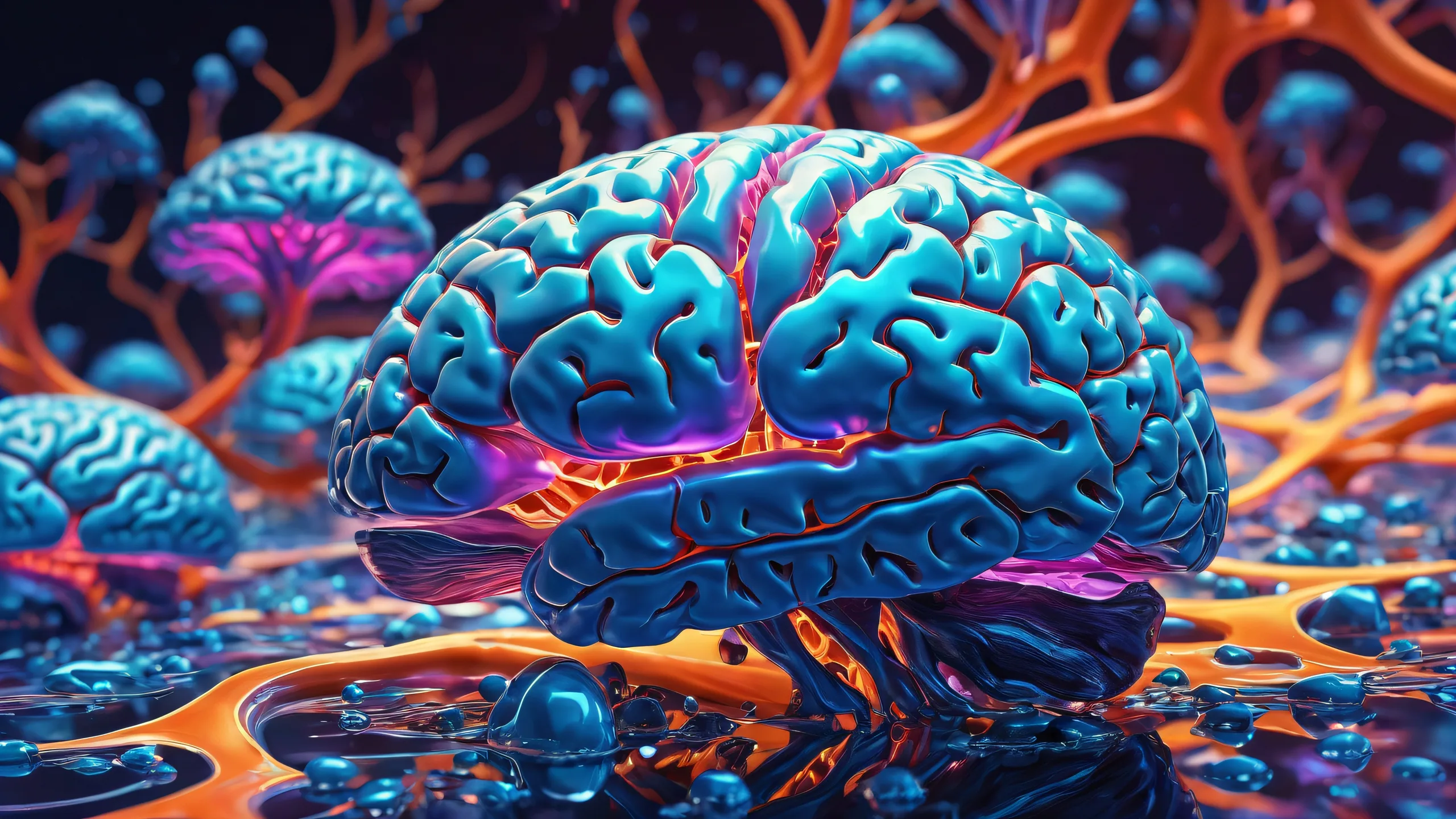 A stunning desktop image of brain tissue on a pure void background, perfect for your PC or Desktop.