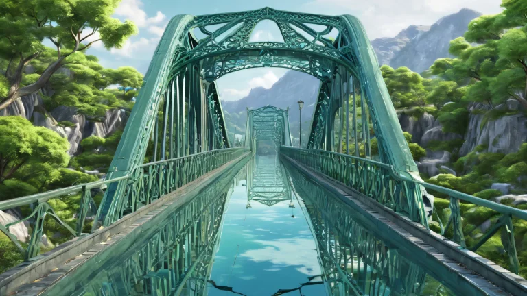 Breathtaking desktop wallpaper of a pristine bridge on a void background, suitable for a PC or Desktop.