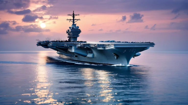 A breathtaking desktop wallpaper of an aircraft carrier in a vast pure void, PCやデスクトップに最適.