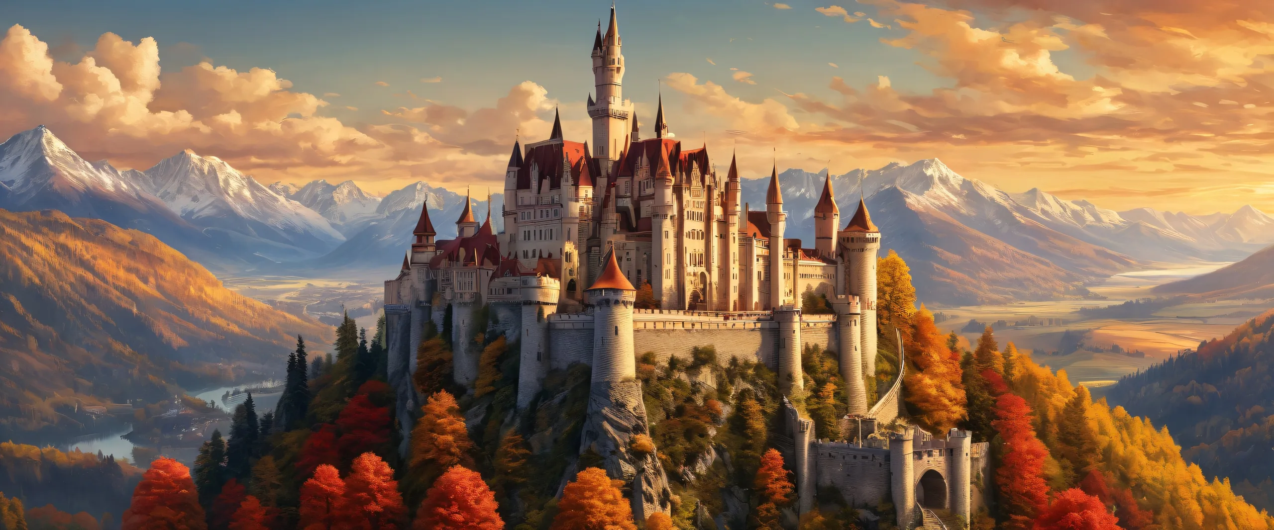 Majestic castle on a pure void desktop for PC or Desktop