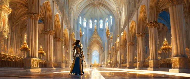A grand, golden-lit cathedral set against a vast, pure void for your desktop or PC.