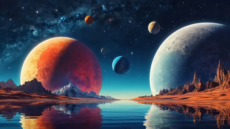 A stunning desktop wallpaper featuring celestial bodies set against a pure void, parfait pour votre PC ou ordinateur de bureau.