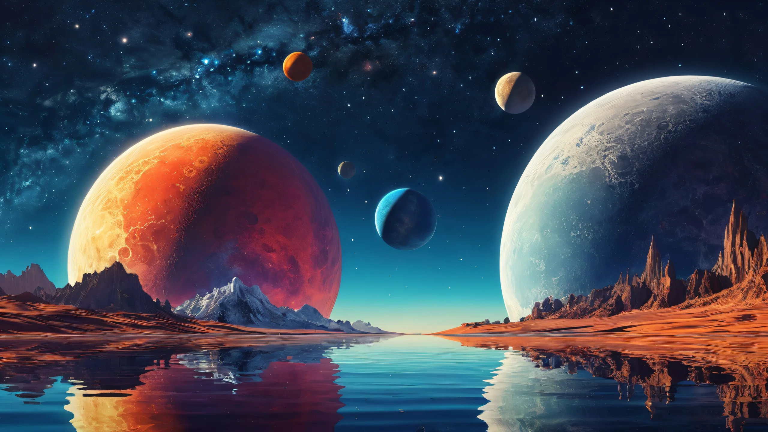 A stunning desktop wallpaper featuring celestial bodies set against a pure void, perfect for your PC or Desktop.