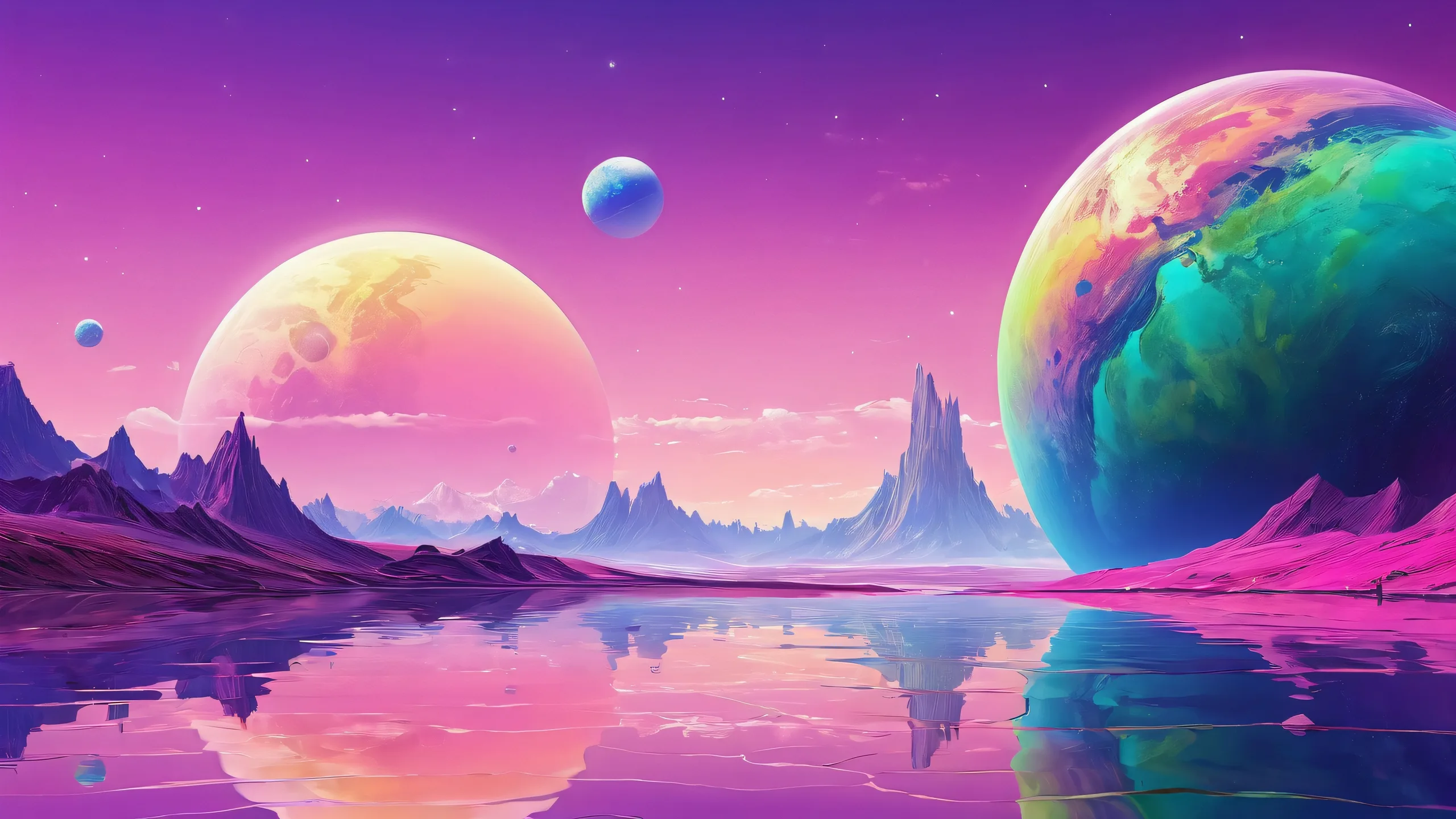 A majestic, crystal-clear void on a vibrant desktop/PC background, showcasing the wonders of space and technology.