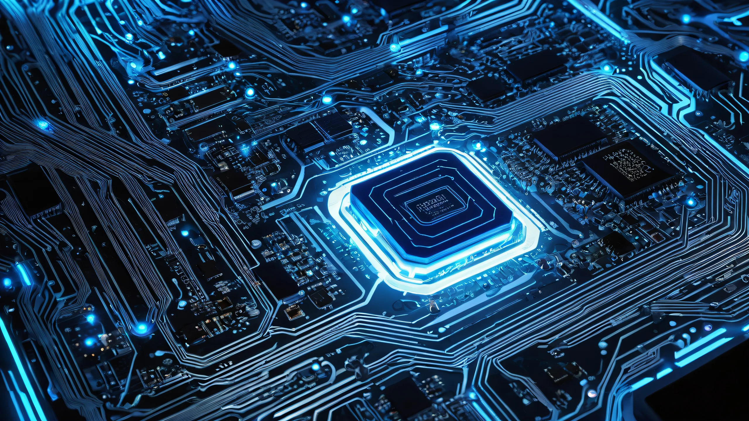 A stunning desktop wallpaper of circuitry set against a pure void, perfect for your PC or Desktop.