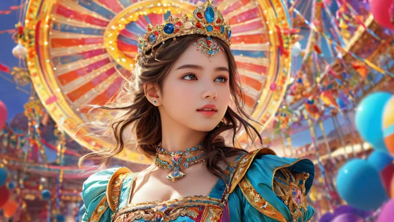 Girl floating amidst pure void with depth of field, perfect for desktop/pc background.