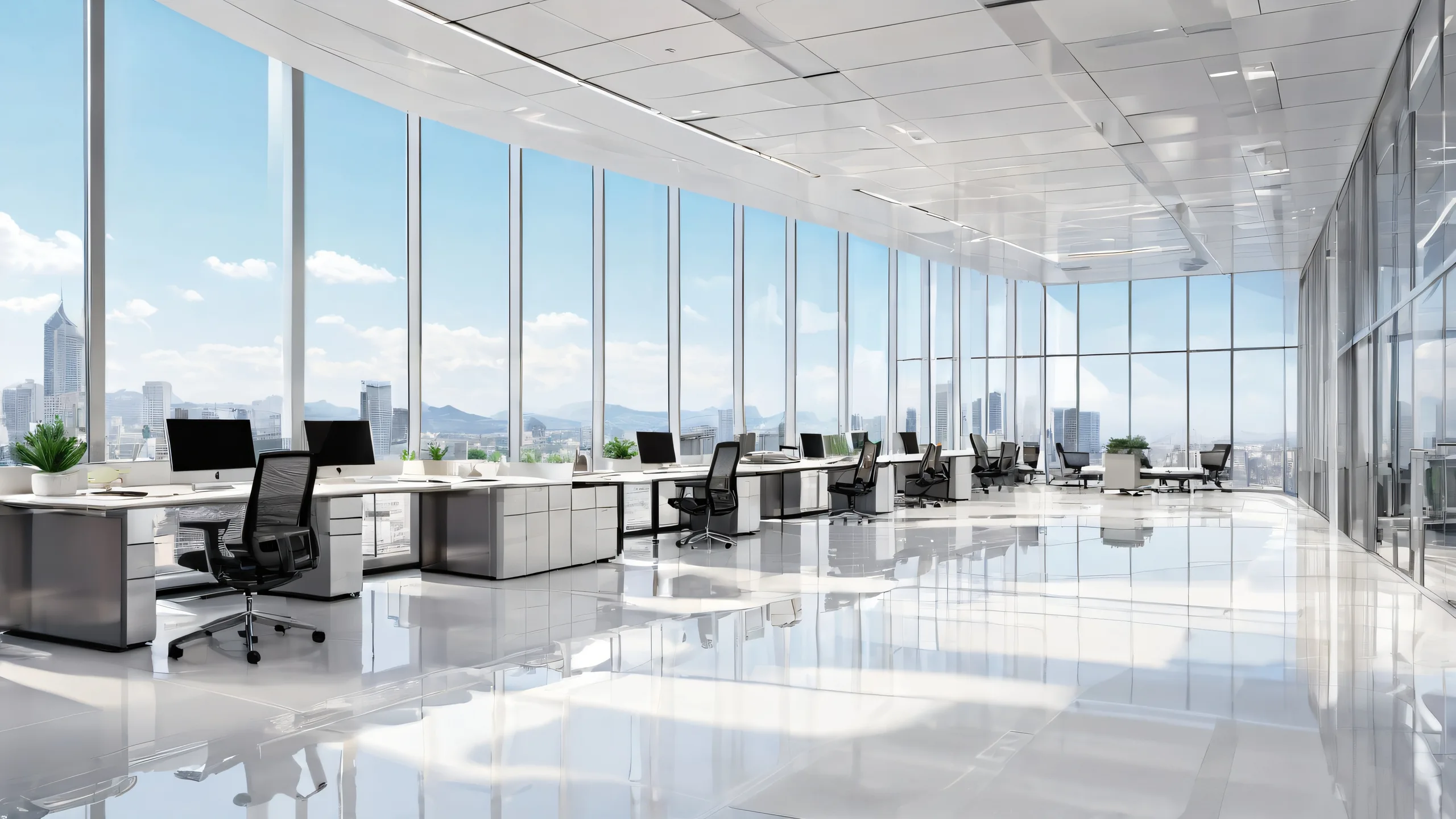 A stunning desktop image of an office building set against a vast, pure void, perfect for your PC or Desktop.