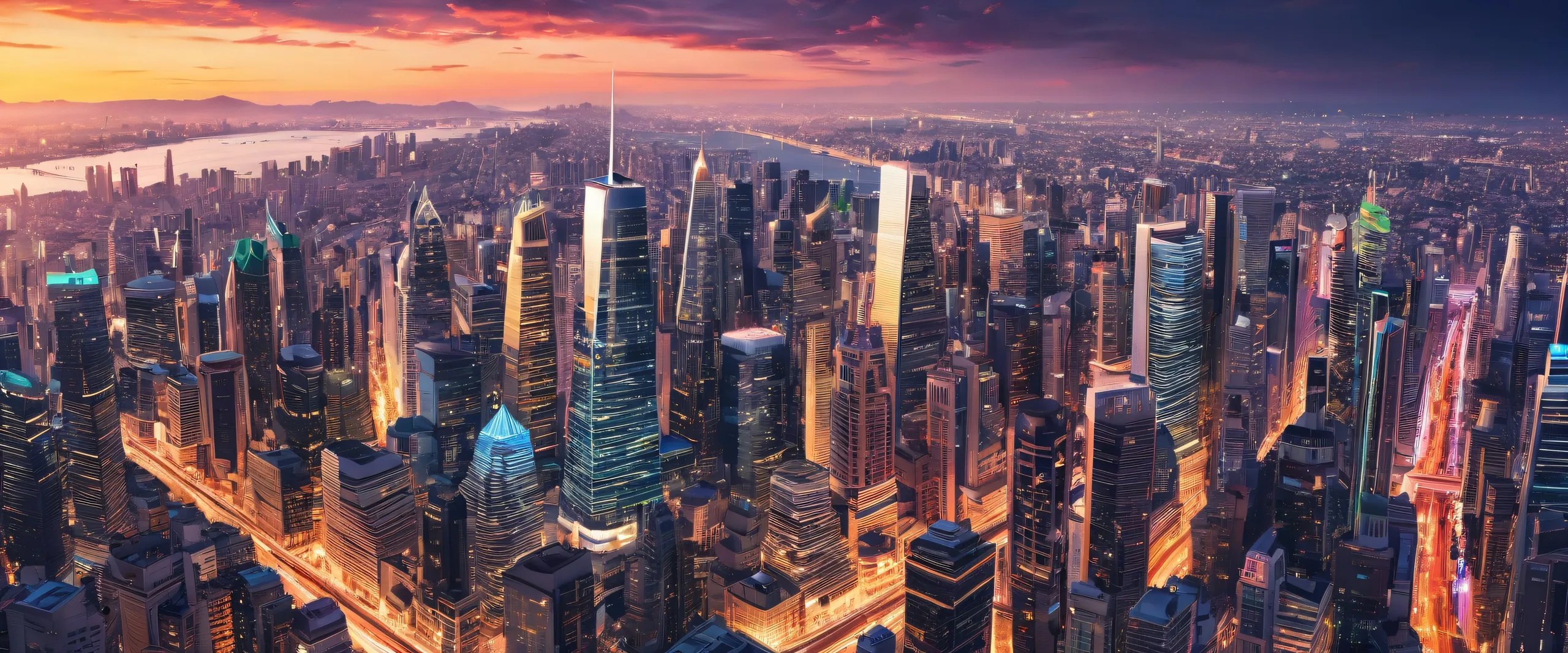 A breathtaking cityscape desktop wallpaper with a vast pure void and a city in the distance for your PC or Desktop