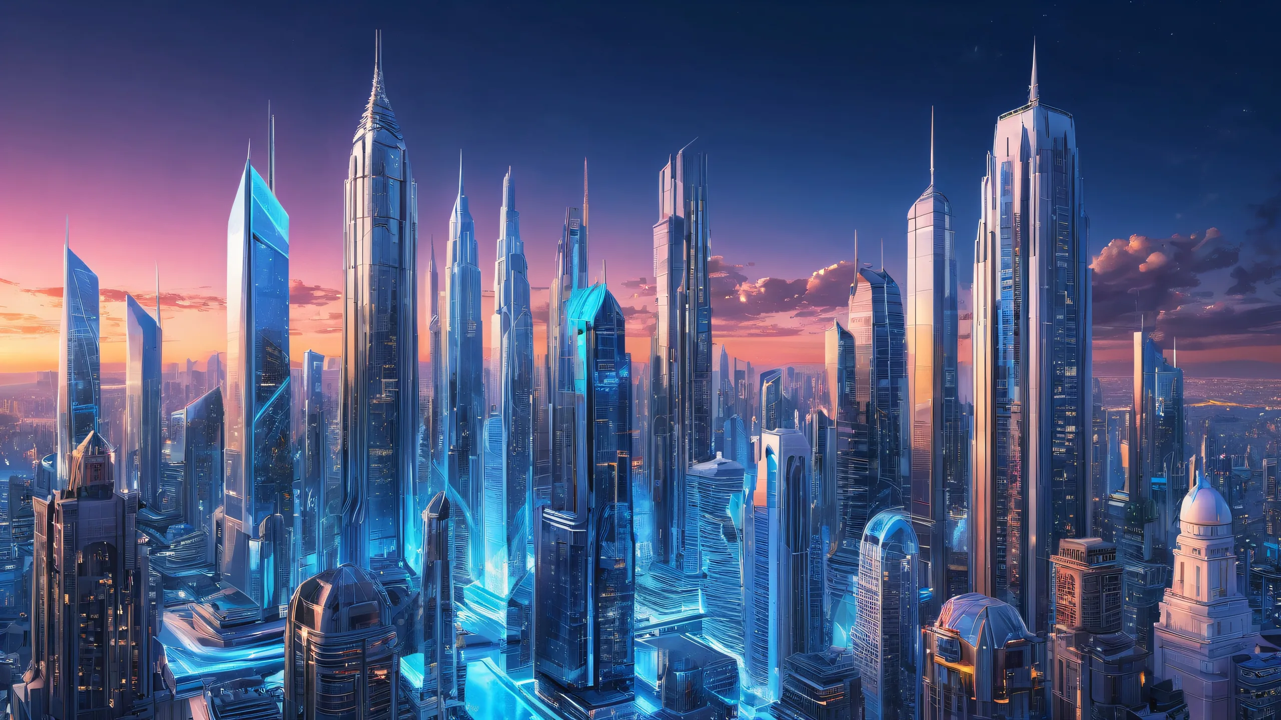 A breathtaking desktop image of a futuristic cityscape on Desktop/PC with pristine clarity and radiant colors.