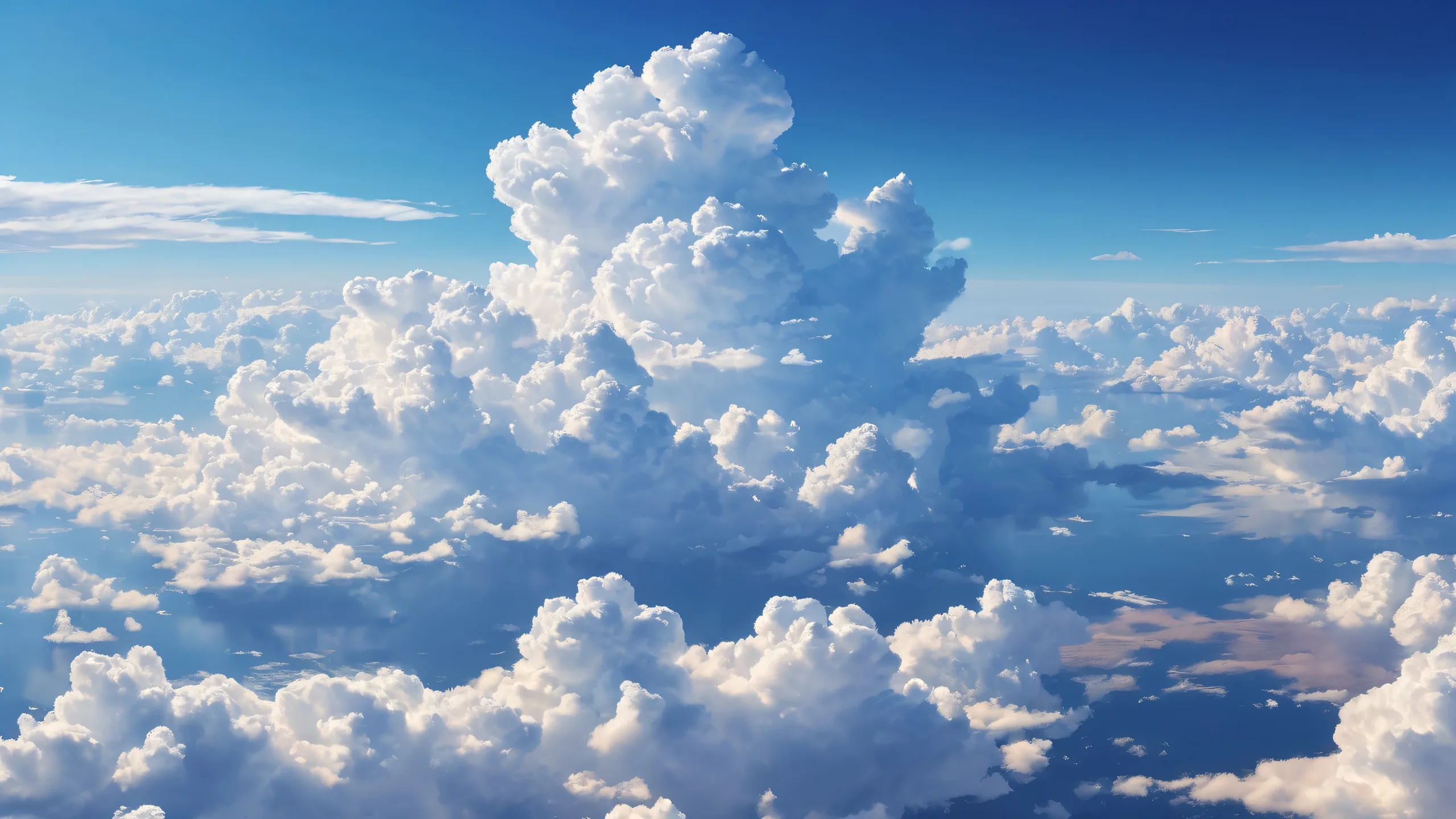 A beautifully rendered desktop background featuring clouds and a vast, pure void, perfect for use on Desktop/PC screens.