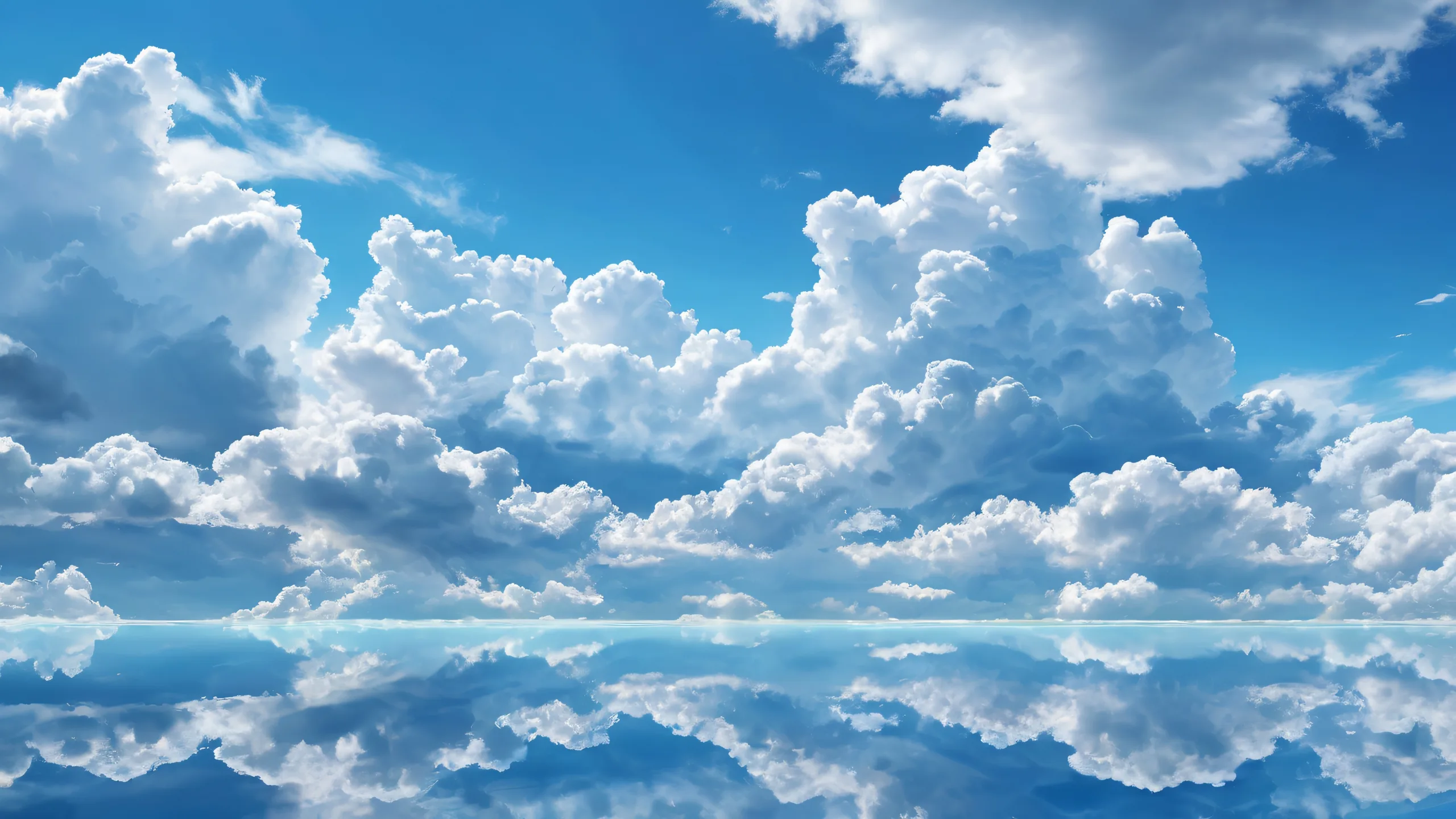 A serene and peaceful cloudscape for your Desktop/PC, featuring stunning blue hues and fluffy white clouds.