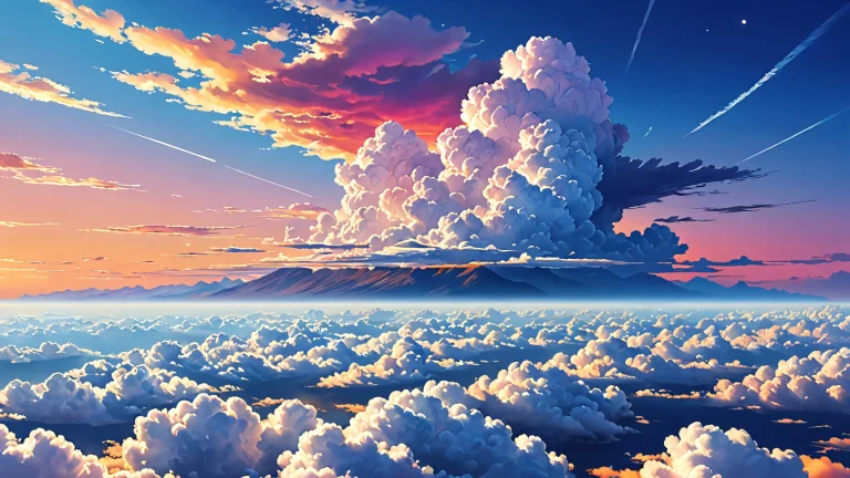 Serene cloud formations on a pristine desktop/pc background with intricate details and depth.